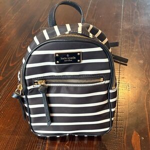 kate spade Black and White Striped Mini Backpack with Gold Hardware